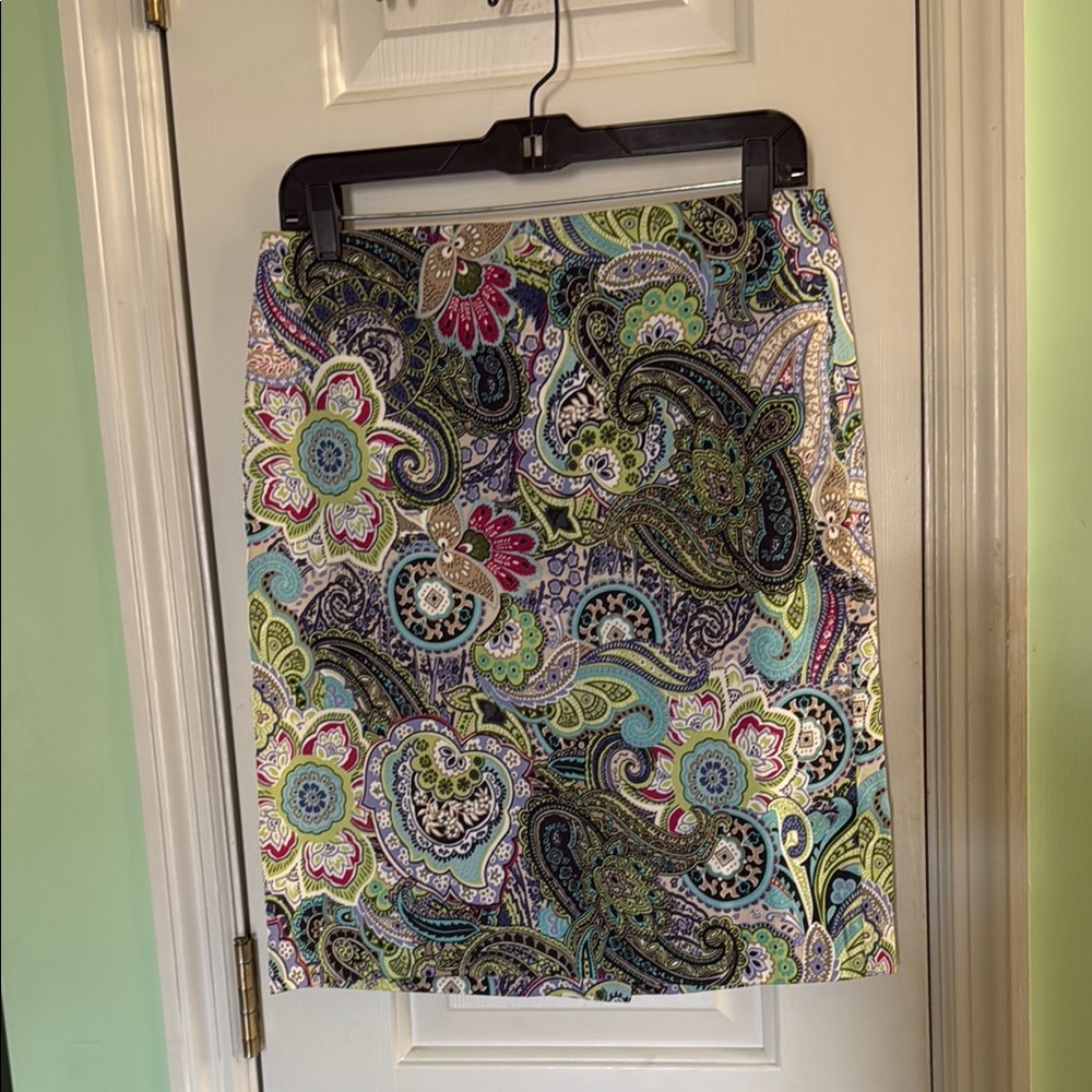 Talbots Bright Colorful Paisley Pencil Skirt Classy Workwear Business Size 6p